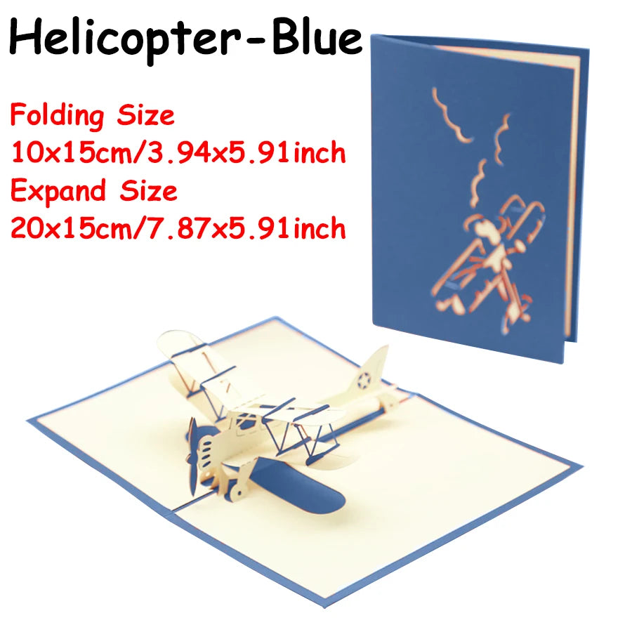 3D Pop-Up Biplane Greeting Card – Handmade Aviation Gift Card