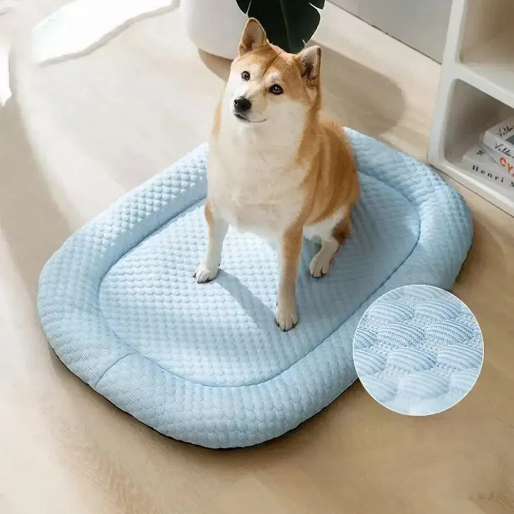 Ice Silk Cooling Dog Bed, Summer Pet Cushion Sleep Nest, Breathable Cool Mat Portable Pet Kennel for Small Medium Large Dog Cat
