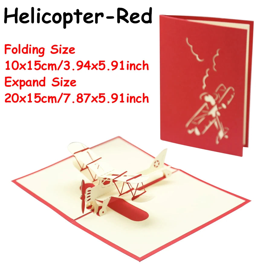 3D Pop-Up Biplane Greeting Card – Handmade Aviation Gift Card
