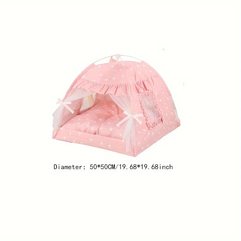 2026 NEW A luxurious and comfortable lace tent with a luxurious interior for family pets: the perfect nest for yourcatordog pet!
