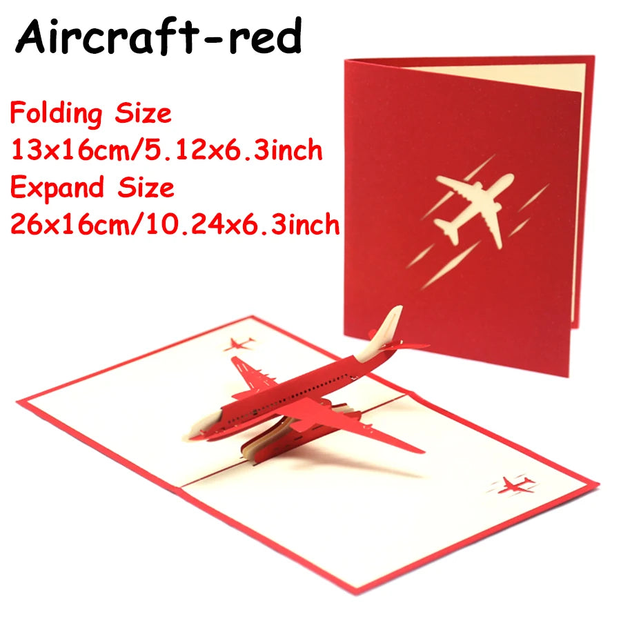 3D Pop-Up Biplane Greeting Card – Handmade Aviation Gift Card