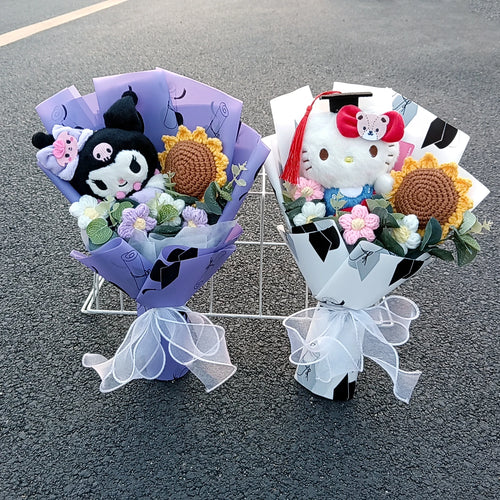 3D Pop-Up Bouquet Birthday Card — Kuromi, Hello Kitty & Sunflowers