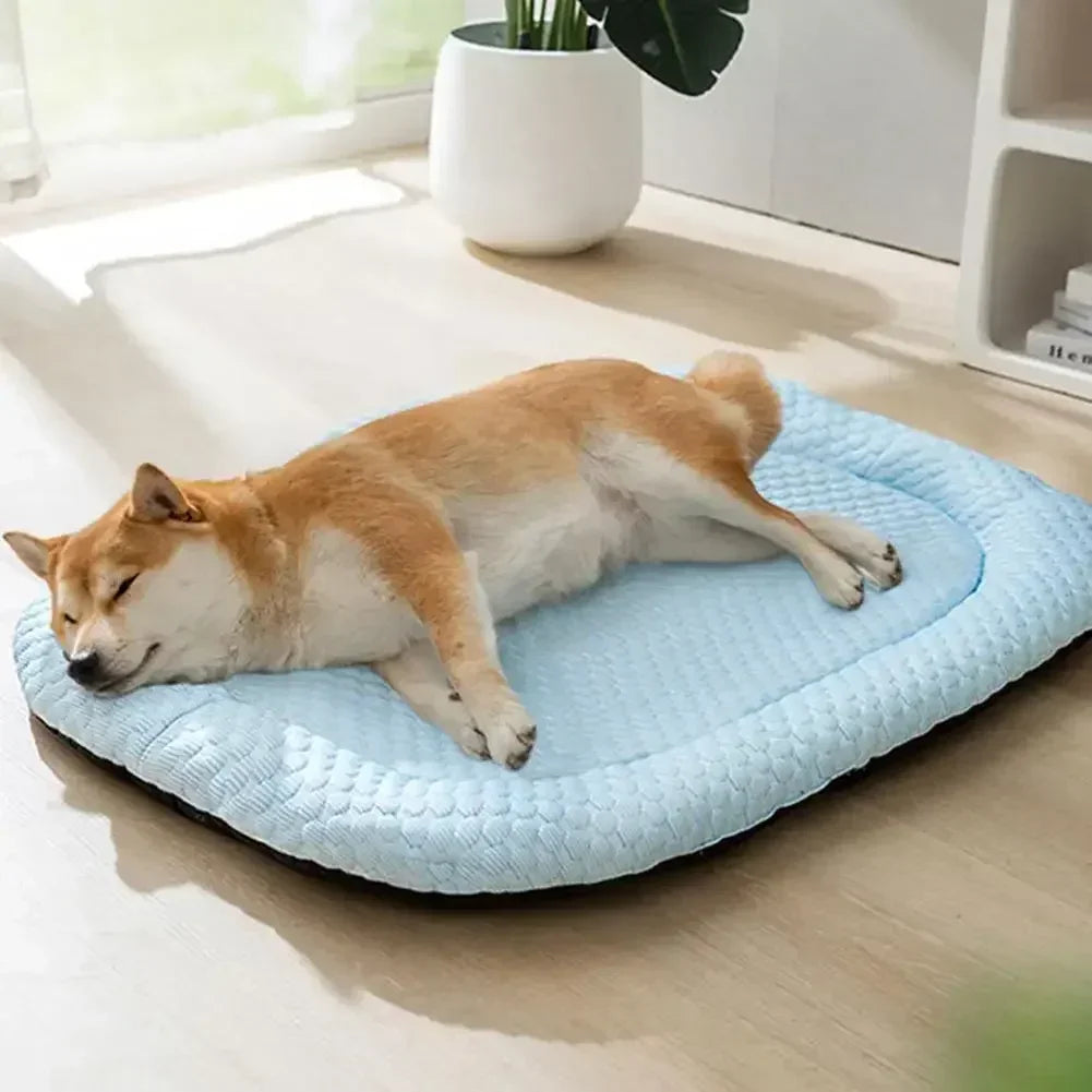 Ice Silk Cooling Dog Bed, Summer Pet Cushion Sleep Nest, Breathable Cool Mat Portable Pet Kennel for Small Medium Large Dog Cat