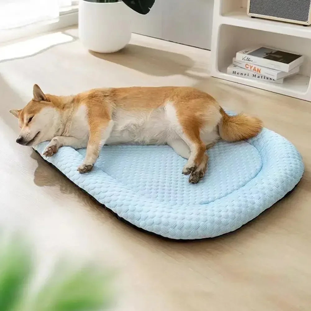 Ice Silk Cooling Dog Bed, Summer Pet Cushion Sleep Nest, Breathable Cool Mat Portable Pet Kennel for Small Medium Large Dog Cat