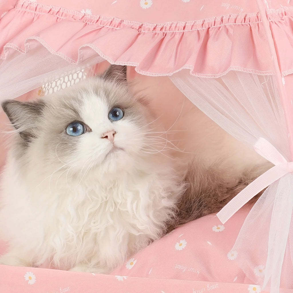2026 NEW A luxurious and comfortable lace tent with a luxurious interior for family pets: the perfect nest for yourcatordog pet!