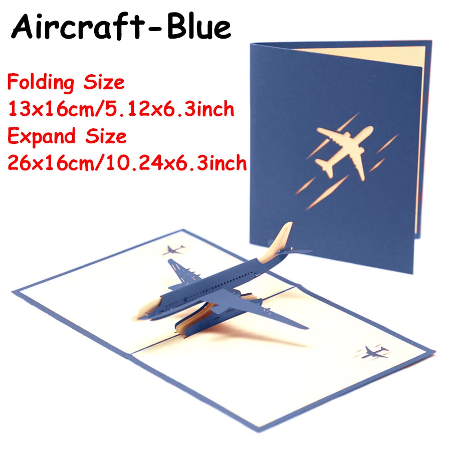 3D Pop-Up Biplane Greeting Card – Handmade Aviation Gift Card