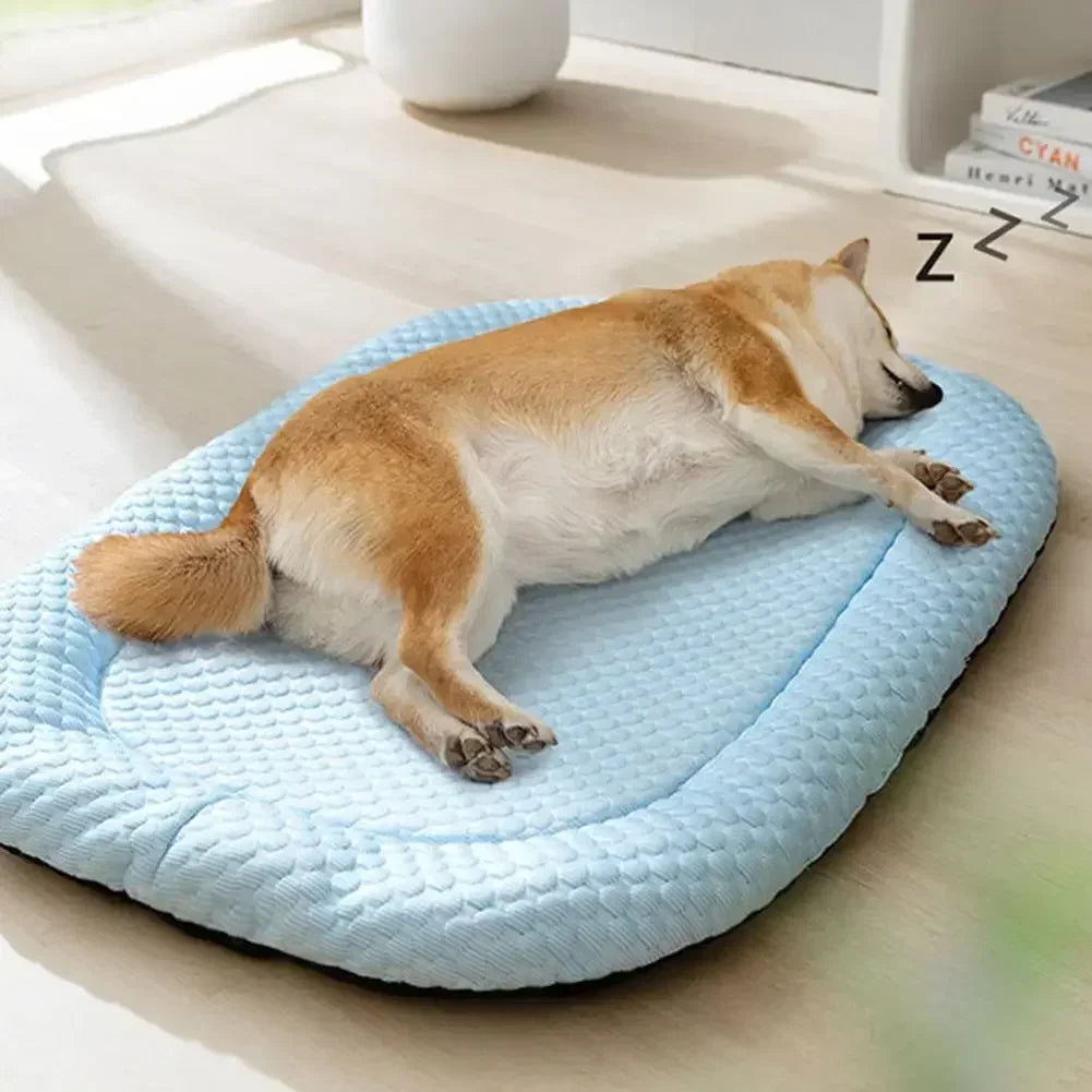 Ice Silk Cooling Dog Bed, Summer Pet Cushion Sleep Nest, Breathable Cool Mat Portable Pet Kennel for Small Medium Large Dog Cat