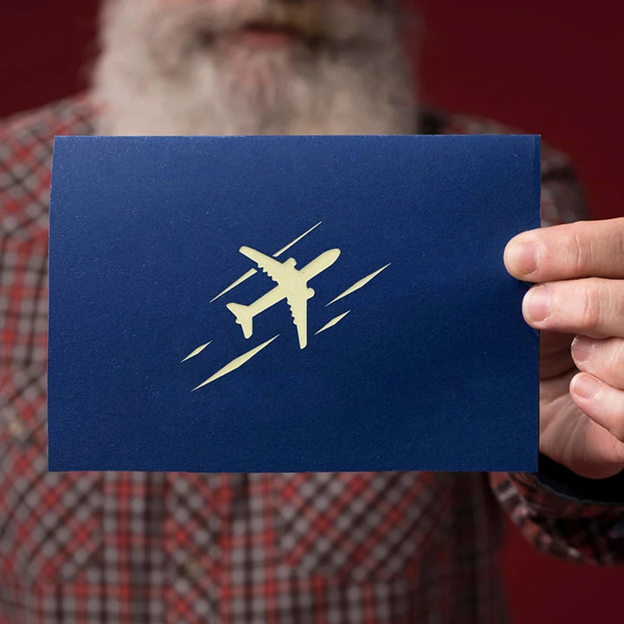 3D Pop-Up Biplane Greeting Card – Handmade Aviation Gift Card