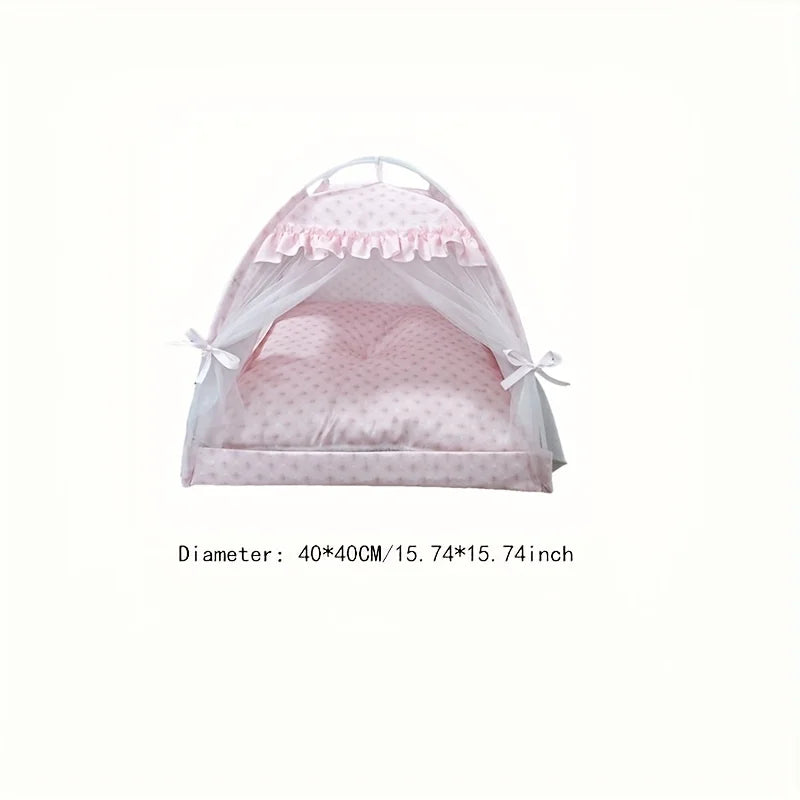2026 NEW A luxurious and comfortable lace tent with a luxurious interior for family pets: the perfect nest for yourcatordog pet!
