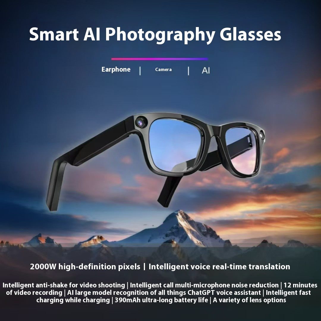 AI Smart Glasses with HD Camera & Voice Translation